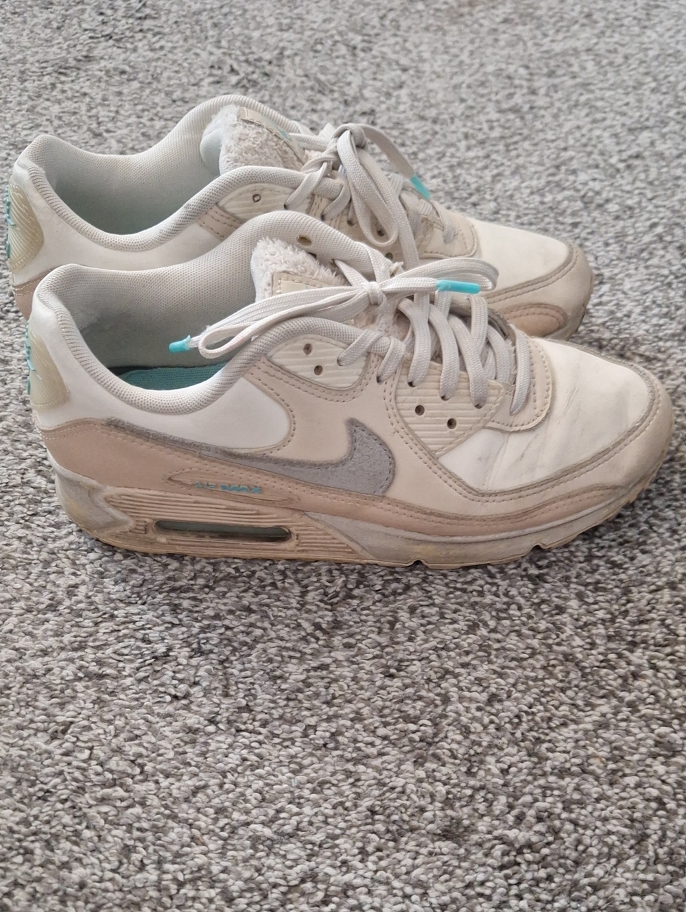 Nike Women’s Sneakers in White, Beige & Light Blue Accents